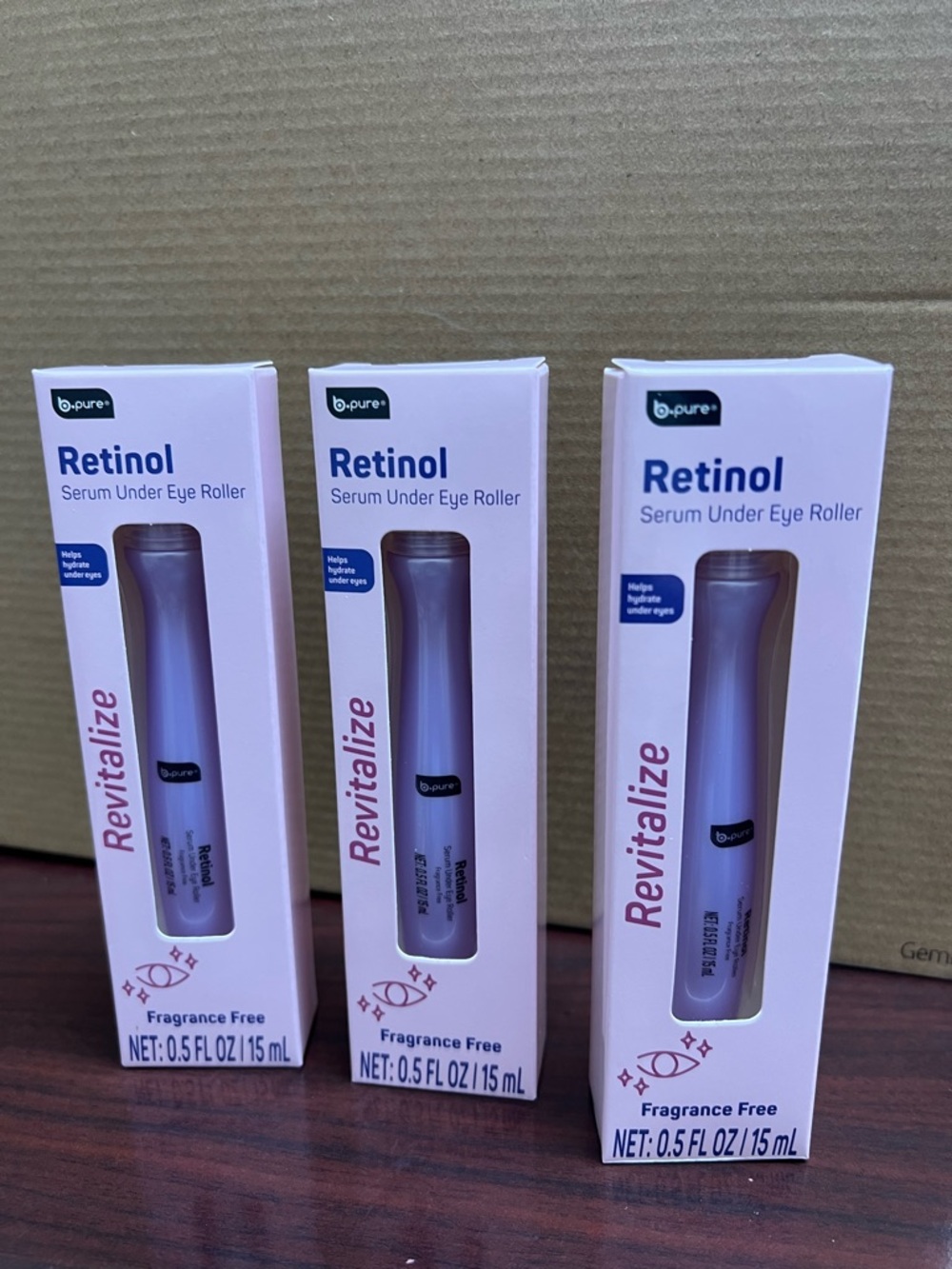 b-pure Retinol Revitalize Under Eye Roller - 3 Box bundle. New In Boxes Sealed